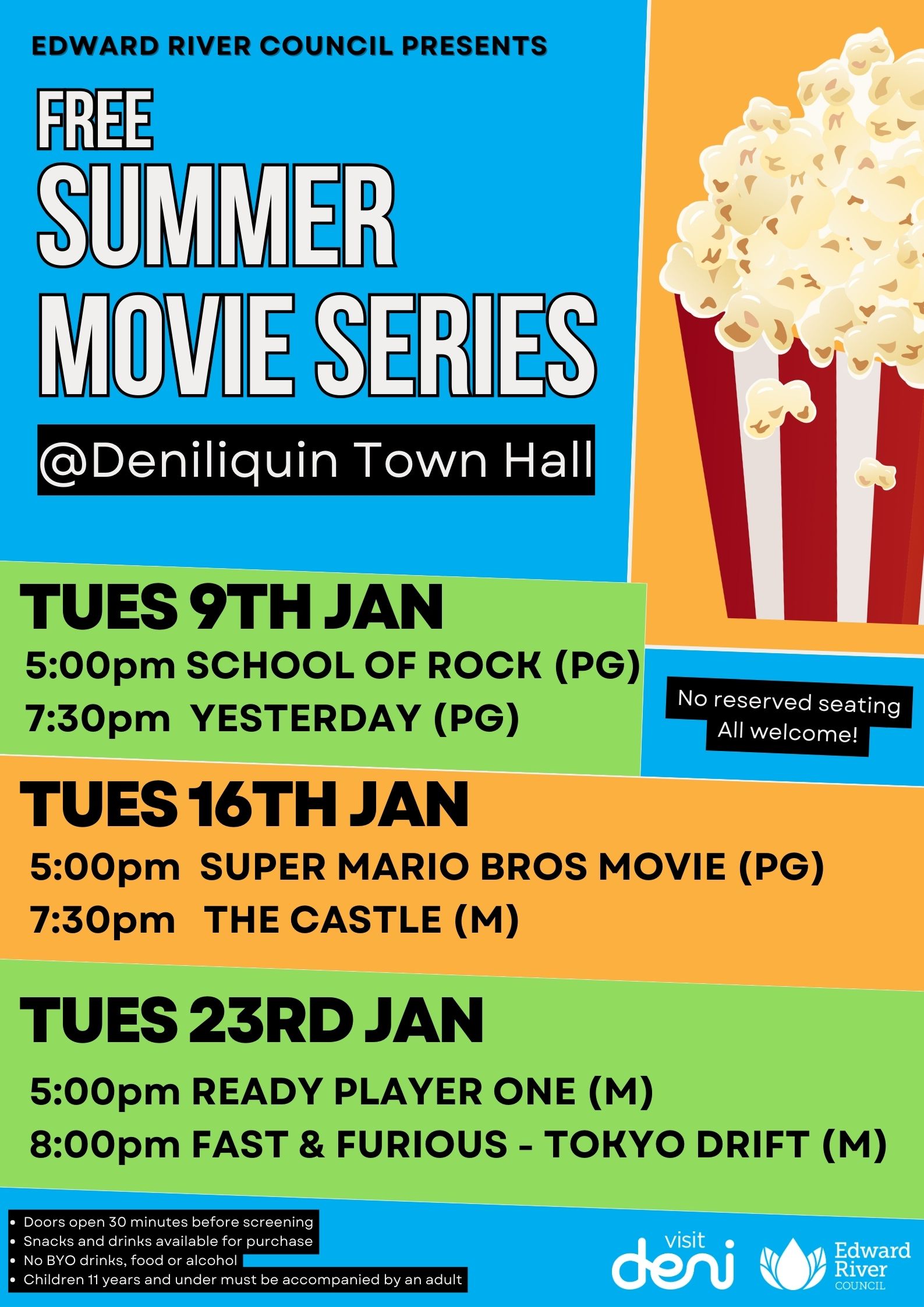 Free Summer Movie Series @ Deni Town Hall - Edward River